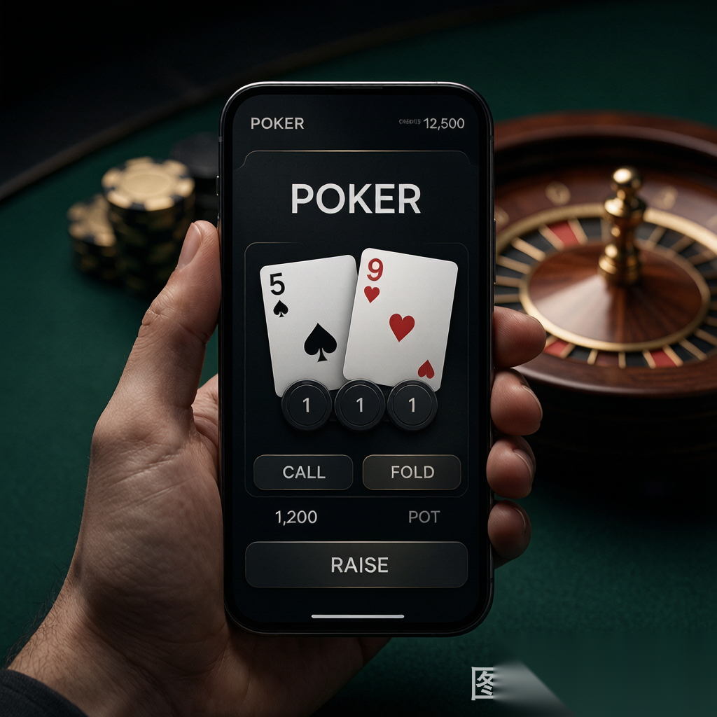 德扑圈HHpokerAPP德州扑克实战对局游戏界面展示截图，展示了真实的牌桌场景、手牌显示、下注操作按钮和玩家头像等核心游戏画面